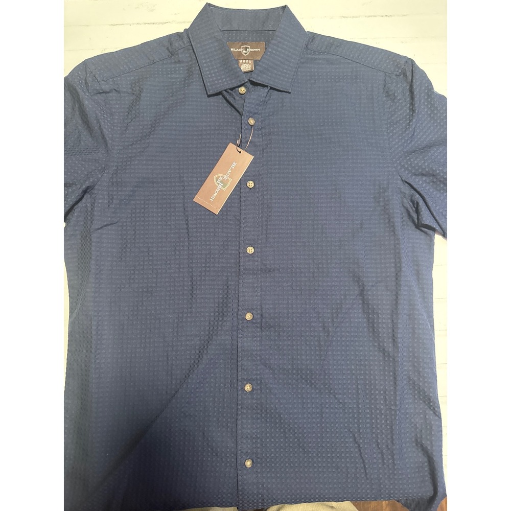 Black Brown 1826 Shirt Mens Small Blue New Short Sleeve Micro Check B1F0-WS-5550